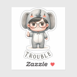 Schattige "Boy In Elephant Suit/Trouble" Vinyl Sticker