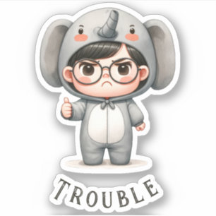 Schattige "Boy In Elephant Suit/Trouble" Vinyl Sticker