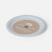 Schattige Boy Lamb Blue Kraft Baby shower Papieren Bordje (Gekanteld)