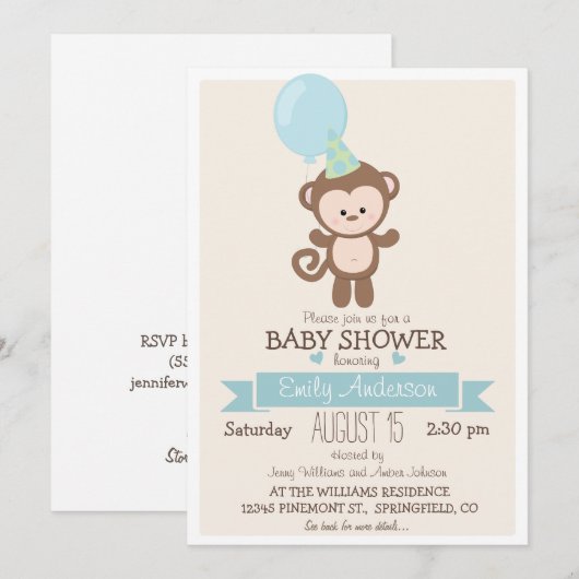 Schattige Boy Monkey, Oerwoud Zoo Animal Baby show Kaart (Voorkant / Achterkant)