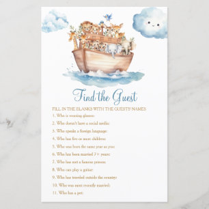 Schattige Boy Noah Ark Baby shower Vind het Gastsp