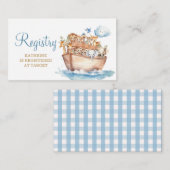 Schattige Boy Noah's Ark Animal Baby shower Regist Informatiekaartje (Voorkant / Achterkant)