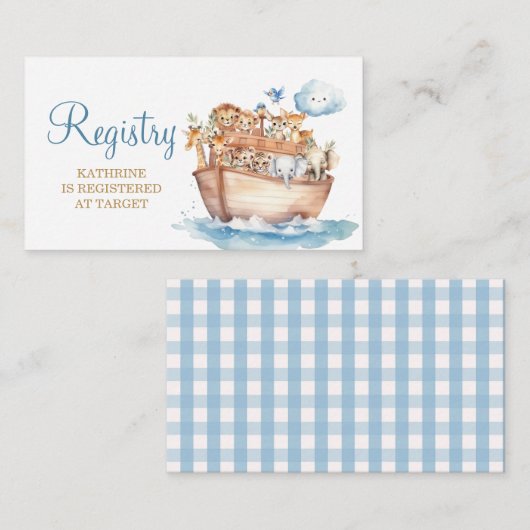 Schattige Boy Noah's Ark Animal Baby shower Regist Informatiekaartje (Voorkant / Achterkant)