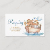 Schattige Boy Noah's Ark Animal Baby shower Regist Informatiekaartje (Voorkant)