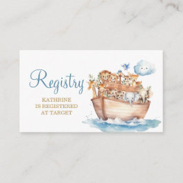 Schattige Boy Noah's Ark Animal Baby shower Regist Informatiekaartje