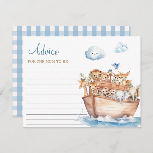 Schattige Boy Noah's Ark Baby shower Advies voor m Informatiekaartje (Voorkant / Achterkant)