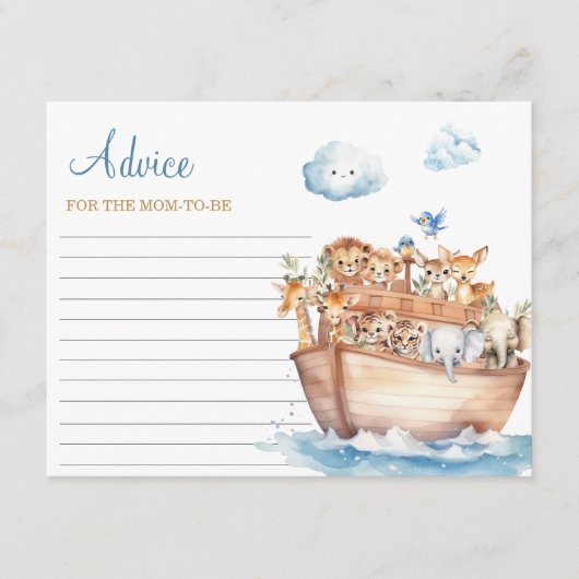 Schattige Boy Noah's Ark Baby shower Advies voor m Informatiekaartje (Voorkant)