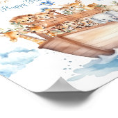 Schattige Boy Noah's Ark Baby shower Baby Sock Hun Poster (Hoek)