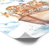 Schattige Boy Noah's Ark Baby shower Baby Sock Hun Poster (Hoek)