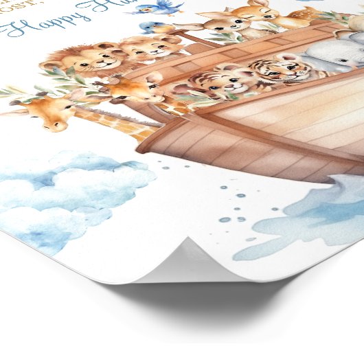 Schattige Boy Noah's Ark Baby shower Baby Sock Hun Poster (Hoek)