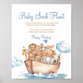 Schattige Boy Noah's Ark Baby shower Baby Sock Hun Poster (Voorkant)