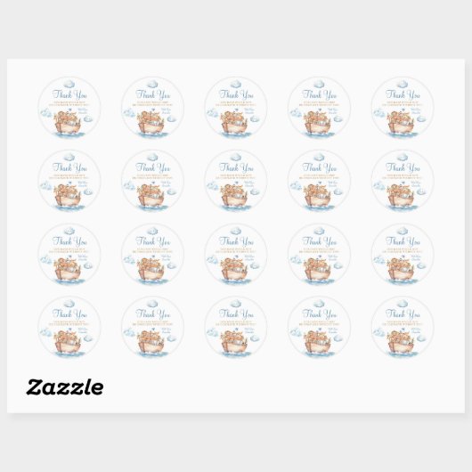 Schattige Boy Noah's Ark Baby shower Bedankt Ronde Sticker (Vel)