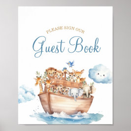 Schattige Boy Noah's Ark Baby shower gastenboek Poster