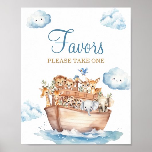 Schattige Boy Noah's Ark Baby shower geeft de voor Poster (Voorkant)