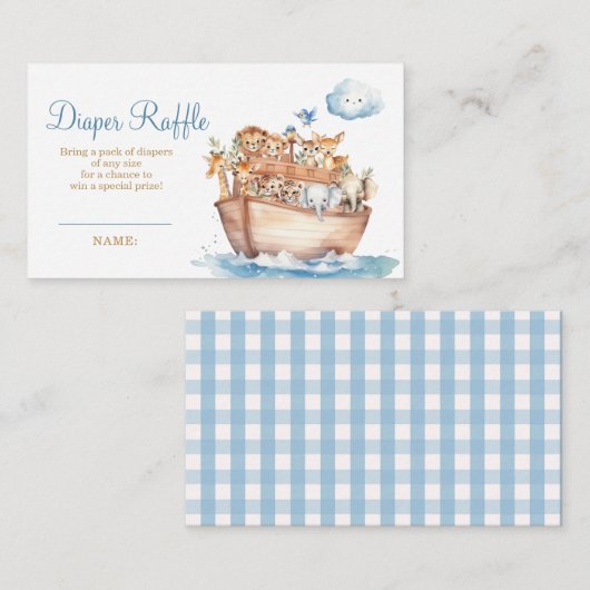 Schattige Boy Noah's Ark Baby shower Luier Raffle Informatiekaartje (Voorkant / Achterkant)