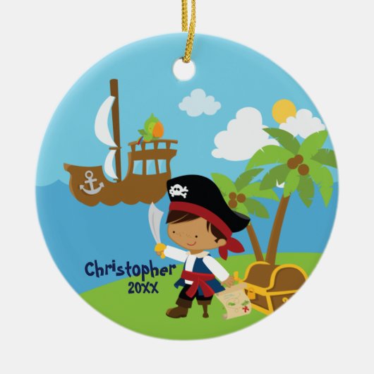 Schattige Boy Pirate Kerst Ornament (Voorkant)