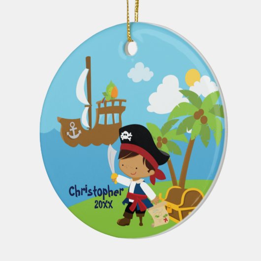 Schattige Boy Pirate Kerst Ornament (Links)