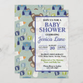 Schattige Boy Teddy Bear Baby shower Kaart (Voorkant / Achterkant)