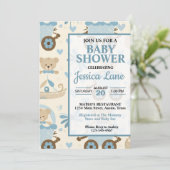 Schattige Boy Teddy Bear Baby shower Kaart (Staand voorkant)