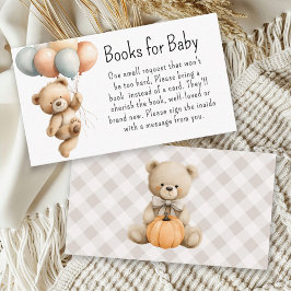 Schattige Boy Teddy Bear Balloons Boeken voor Baby Informatiekaartje
