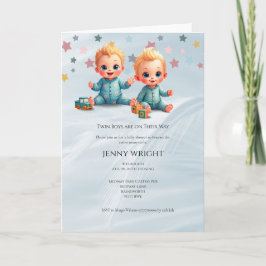 Schattige Boy Twins Baby shower Uitnodiging