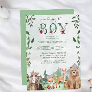 Schattige Boy Woodland Animals Baby shower Kaart