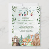 Schattige Boy Woodland Animals Baby shower Kaart (Voorkant)