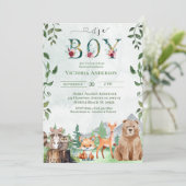 Schattige Boy Woodland Animals Baby shower Kaart (Staand voorkant)