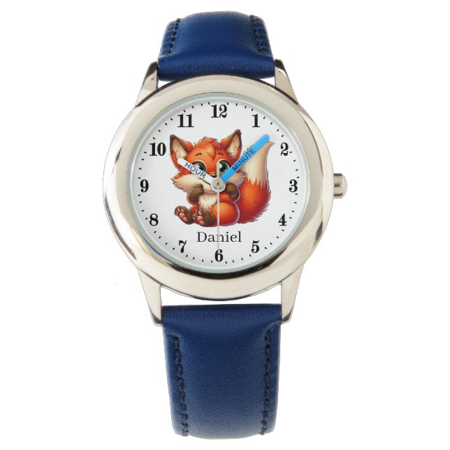 Schattige boys fox lovers naam toevoegen horloge (Voorkant)
