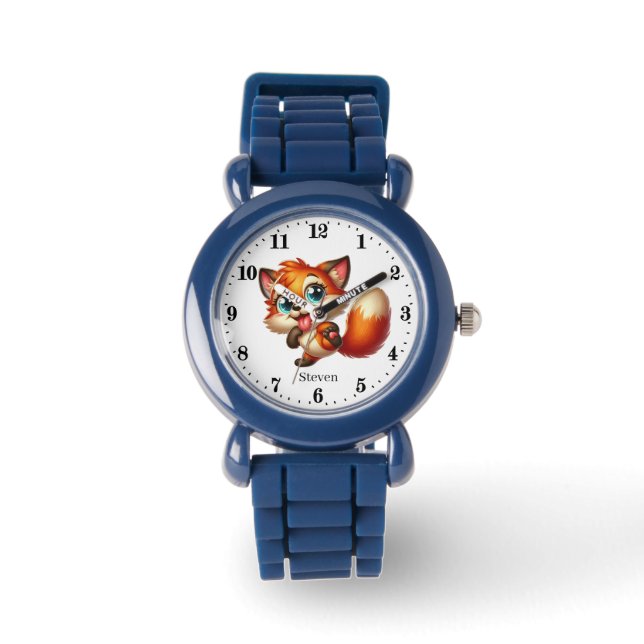 Schattige boys fox lovers naam toevoegen horloge (Voorkant)
