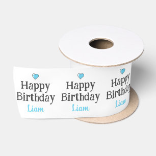 Schattige Boy's Happy Birthday Blue Satijnen Lint