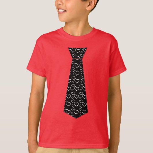 Schattige Boys Heart Necktie Valentijnsdag T-shirt (Voorkant)
