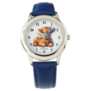 Schattige Boys Highland koe Naam toevoegen Horloge