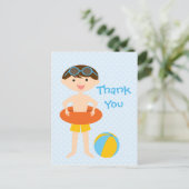 Schattige Boy's Summer Pool Party Bedankt briefkaa Briefkaart (Staand voorkant)