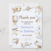 Schattige Boy's Vliegtuig Thema Bedankkaart (Voorkant)