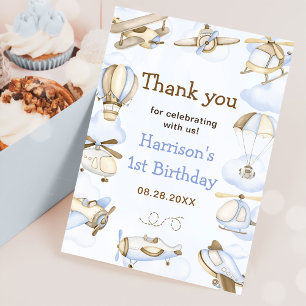 Schattige Boy's Vliegtuig Thema Bedankkaart