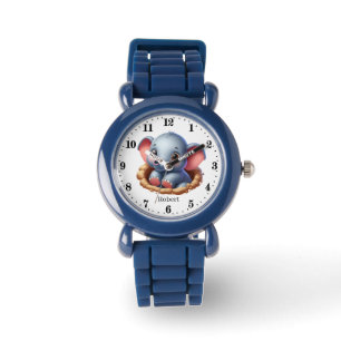Schattige boys Voeg naam olifant toe Horloge