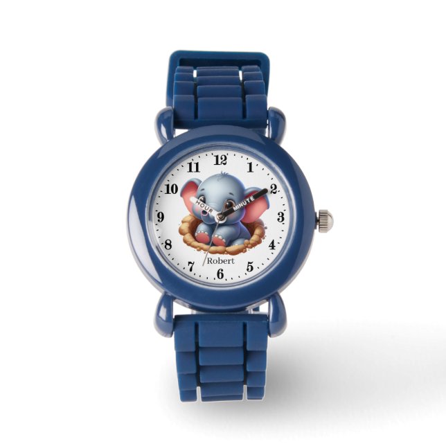 Schattige boys Voeg naam olifant toe Horloge (Voorkant)