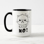 Schattige boze kat die sist Nee. Mok (Links)