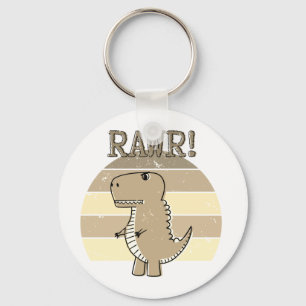 Schattige Boze Sepia Cartoon T-Rex Dinosaurus Zons Sleutelhanger