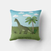 Schattige Brachiosaurus Dinosaur Blaue Lucht Aange Kussen (Achterkant)