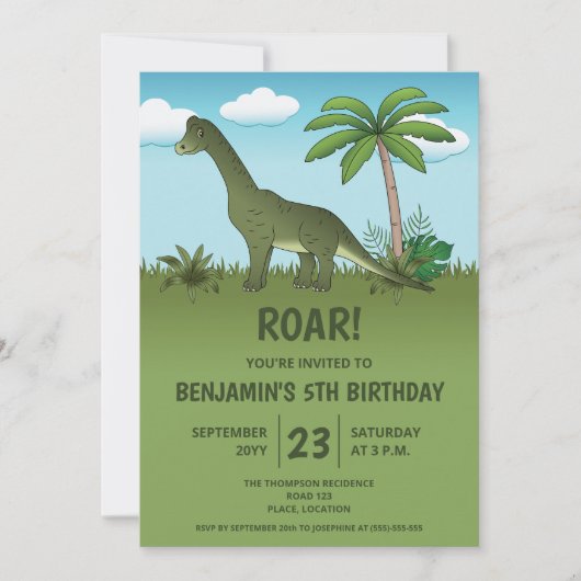 Schattige Brachiosaurus Dinosaurus Kinderverjaarda Kaart (Voorkant)