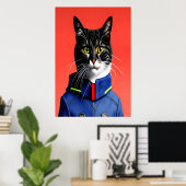 Schattige brandweerkat | AI Art Poster (Thuiskantoor)