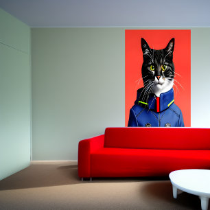 Schattige brandweerkat   AI Art Poster