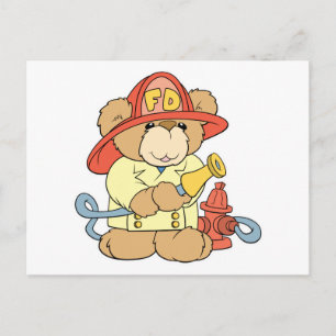 Schattige brandweerman beer briefkaart