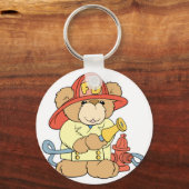 Schattige brandweerman beer sleutelhanger (Voorkant)