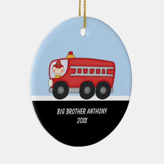 Schattige brandweerman Big Brother Ornament (Rechts)