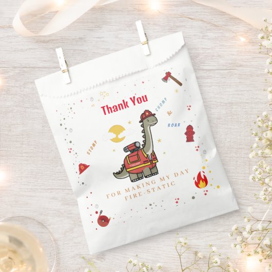 Schattige brandweerman Dino jarig Bedankzakje (Geknipt)