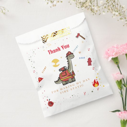 Schattige brandweerman Dino jarig Bedankzakje (Gezegeld)