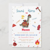 Schattige brandweerman Dino jarig Kaart (Voorkant)